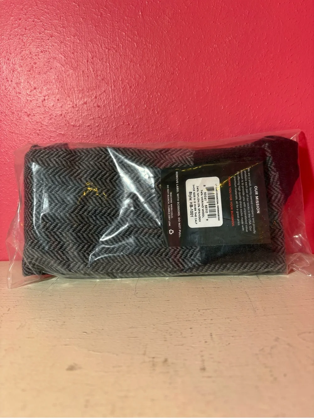 The Boardroom NEW Mens Charcoal Herringbone Merino Wool Socks Over the Calf 8-12